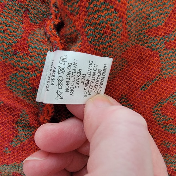 Studio Nouveau Cardigan Coat Open Front Red Green Orange Knit Long Jacket XL - Picture 10 of 10